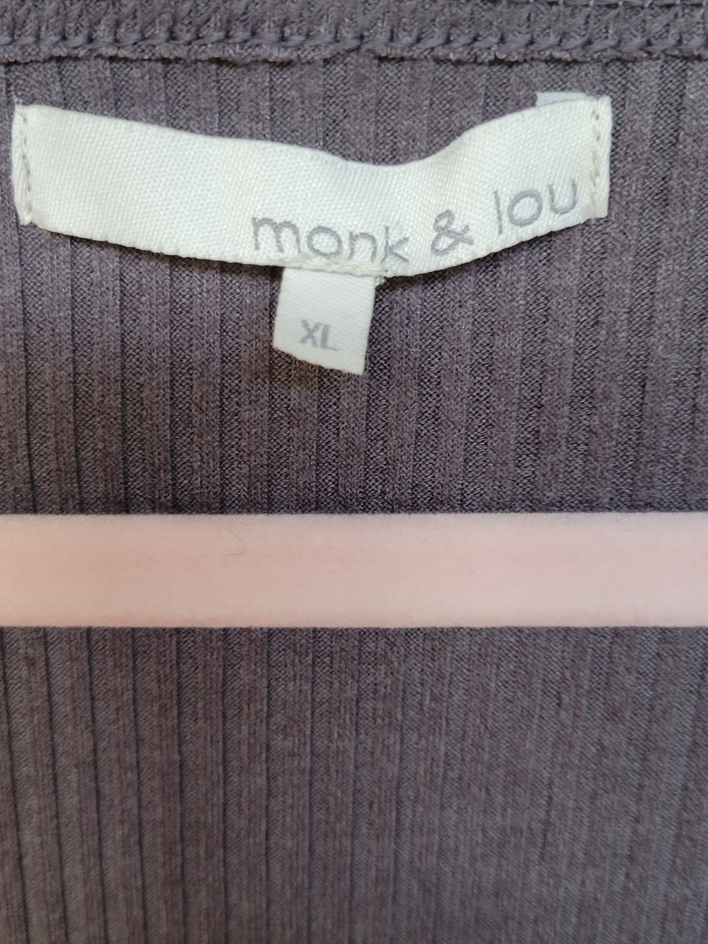 Monk & Lou Ribbed Square Neck Long Sleeve Top - Grey/Purple - Picture 3 of 3